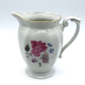 Chodziez Scalloped Creamer Pink Roses Blue Lavender Porcelain Gold Trim Poland